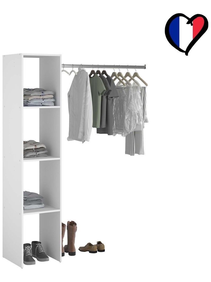 ELYSEE Dressing blanc étagères, penderie 138 x 40 x 180 cm Blanc - Kiabi