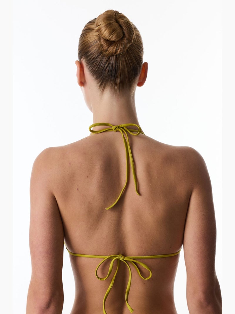 Emilia haut de bikini triangle brillant à volants penti Vert tilleul - Kiabi