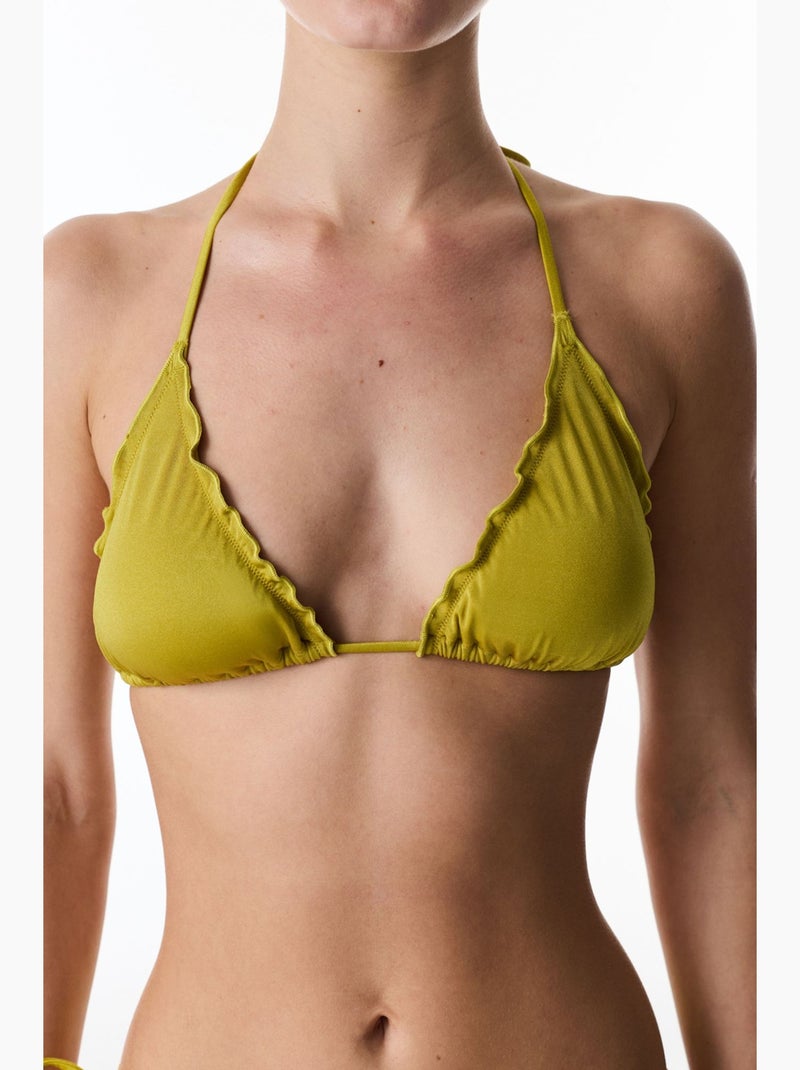 Emilia haut de bikini triangle brillant à volants penti Vert tilleul - Kiabi