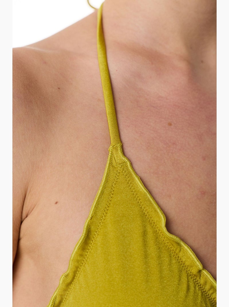 Emilia haut de bikini triangle brillant à volants penti Vert tilleul - Kiabi