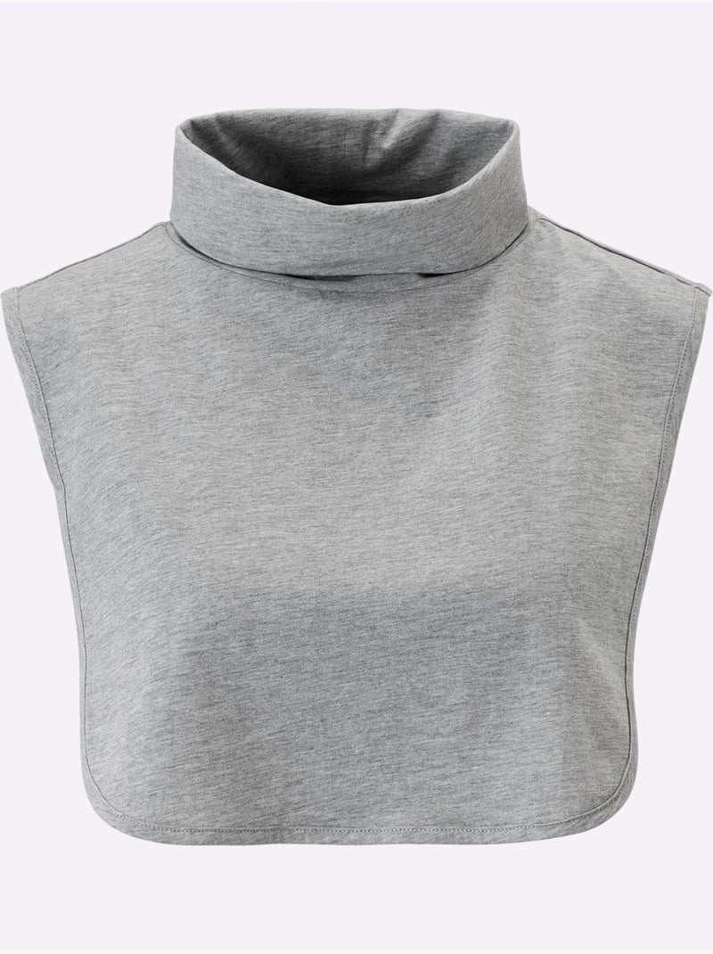 Empiècement col roulé à manches longues en jersey fin - taille standard - moda vilona Gris chiné - Kiabi