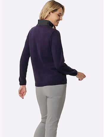 Pull en jersey fin avec col roulé et motifs cœur - taille standard - moda vilona