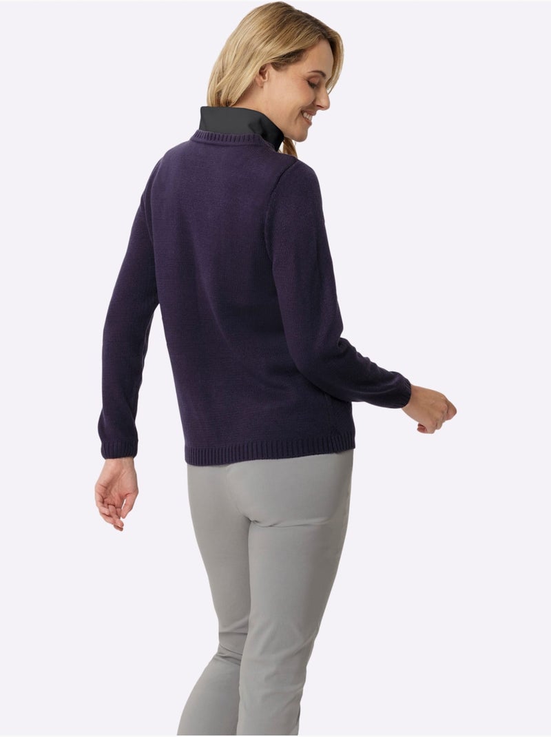 Empiècement col roulé avec manches longues en jersey fin - taille standard - moda vilona Noir - Kiabi