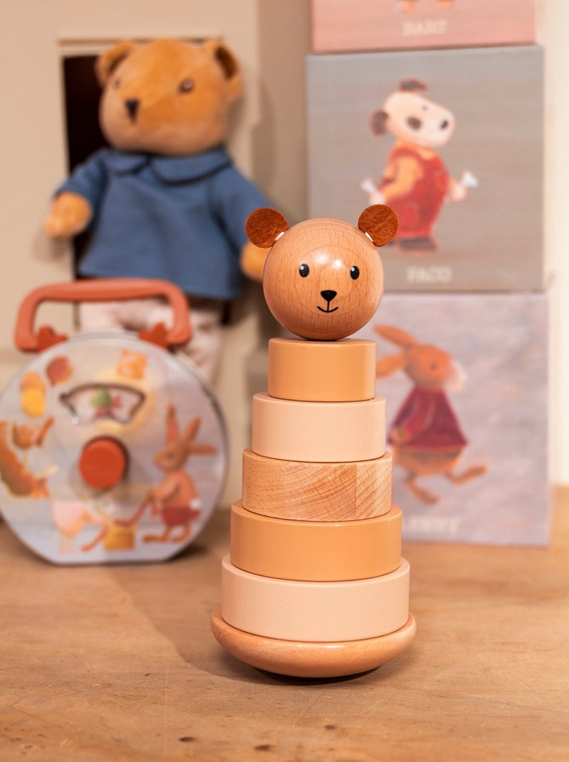 Empilable en bois Ours Marcel Beige - Kiabi