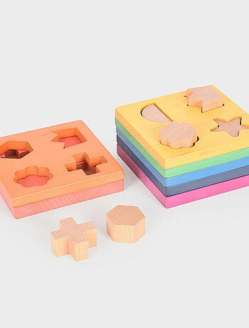 Empileur de forme en bois arc-en-ciel