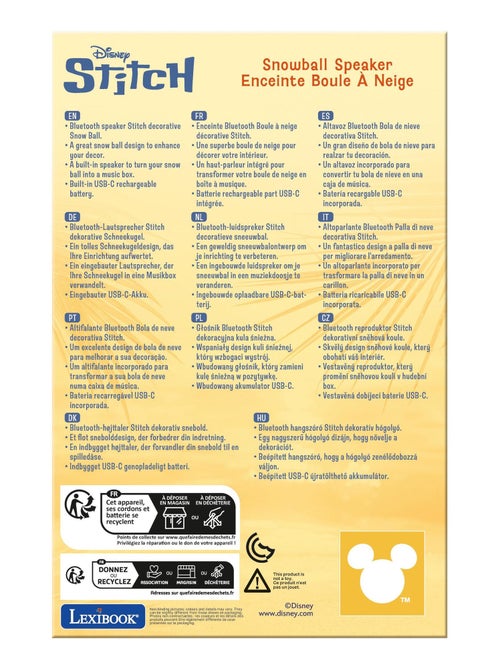 Enceinte Bluetooth Boule à neige Stitch - Kiabi
