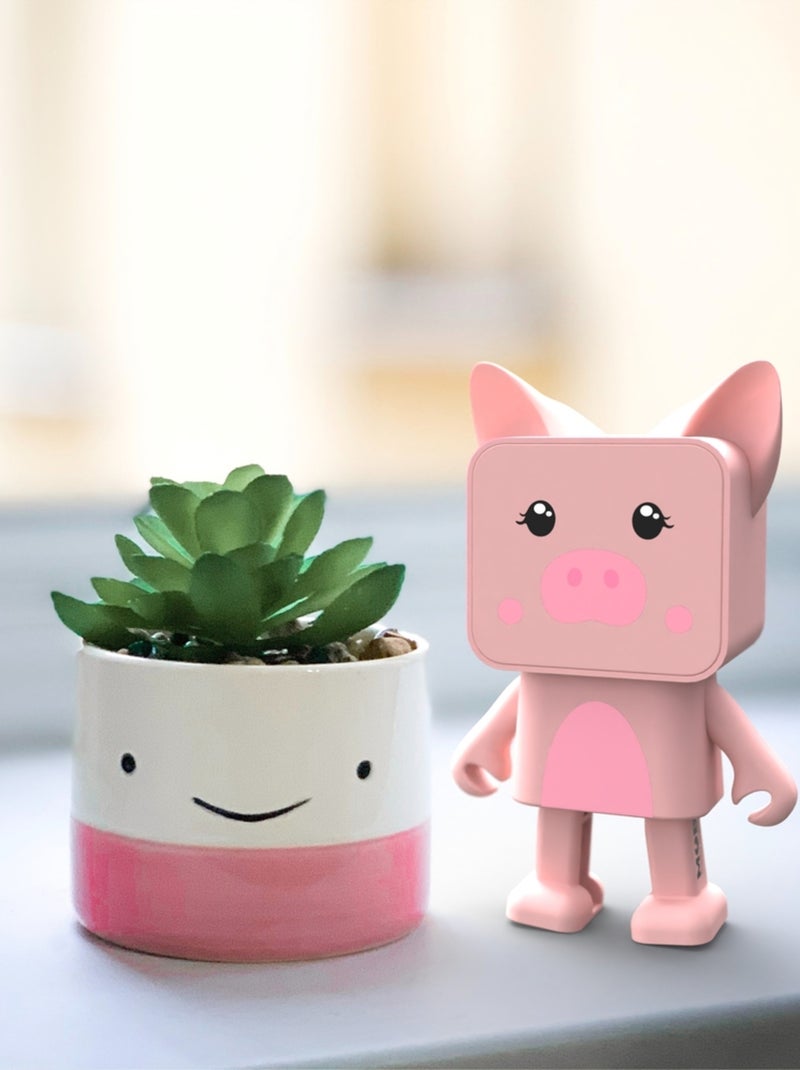 Enceinte Bluetooth Dancing Animal Cochon - 3W - Danse en Musique - Mode Stéréo TWS - MOB Blanc Rose Blanc - Kiabi