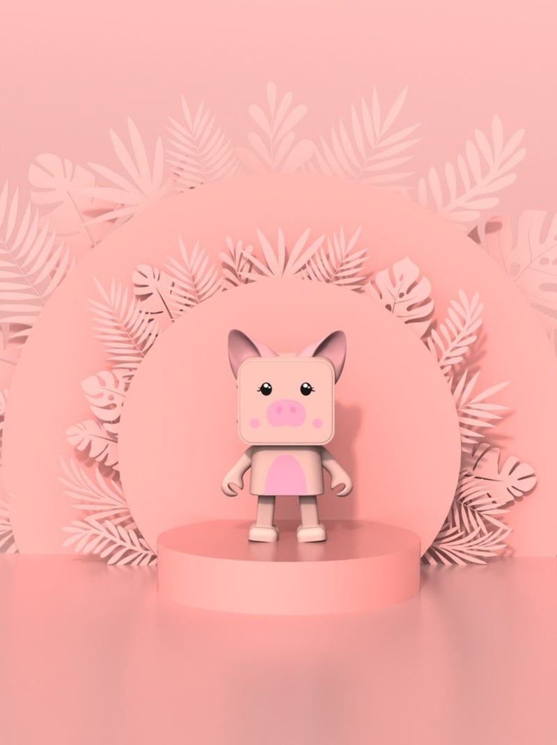 Enceinte Bluetooth Dancing Animal Cochon - 3W - Danse en Musique - Mode Stéréo TWS - MOB Blanc Rose Blanc - Kiabi