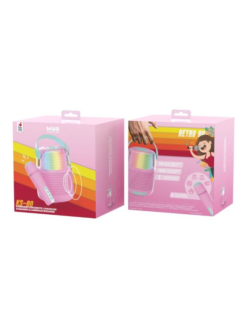 Enceinte Bluetooth KS-80 - Karaoke avec Micro Sans Fil et changeurs de voix - MOB Rose/Multicolore - Kiabi