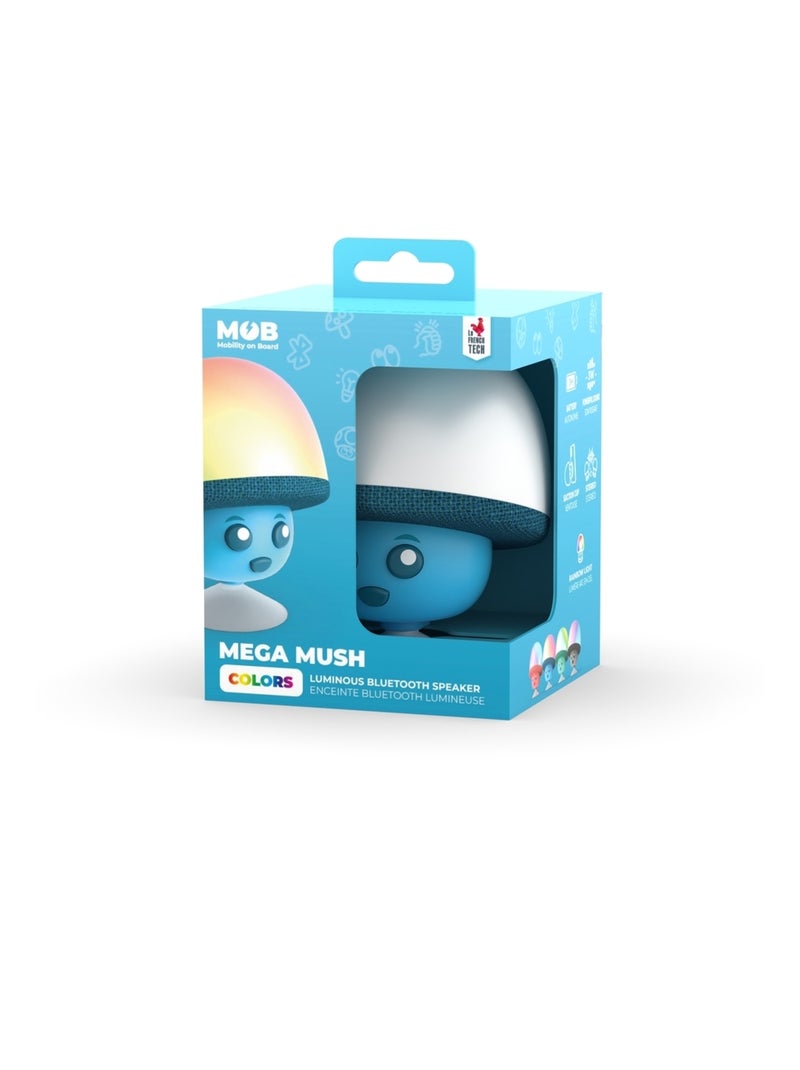 Enceinte Bluetooth Mega Mush – Mini Champignon 3W avec Lumières LED & Ventouse - MOB Bleu - Kiabi
