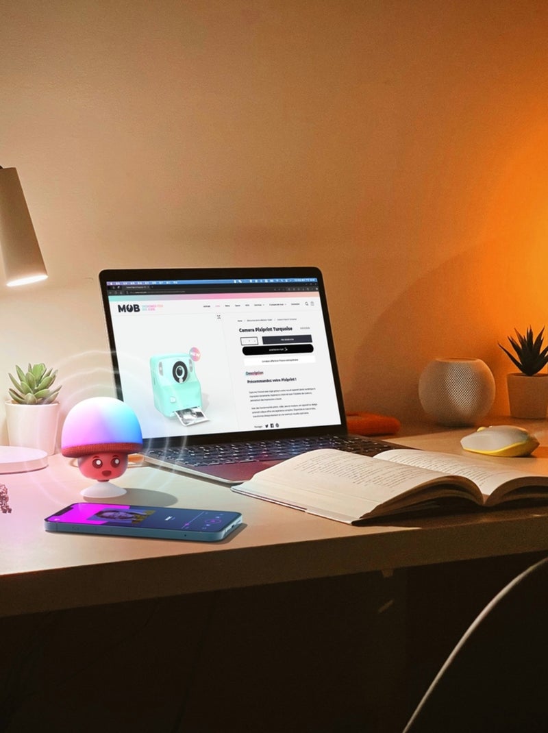 Enceinte Bluetooth Mega Mush – Mini Champignon 3W avec Lumières LED & Ventouse - MOB Rouge - Kiabi