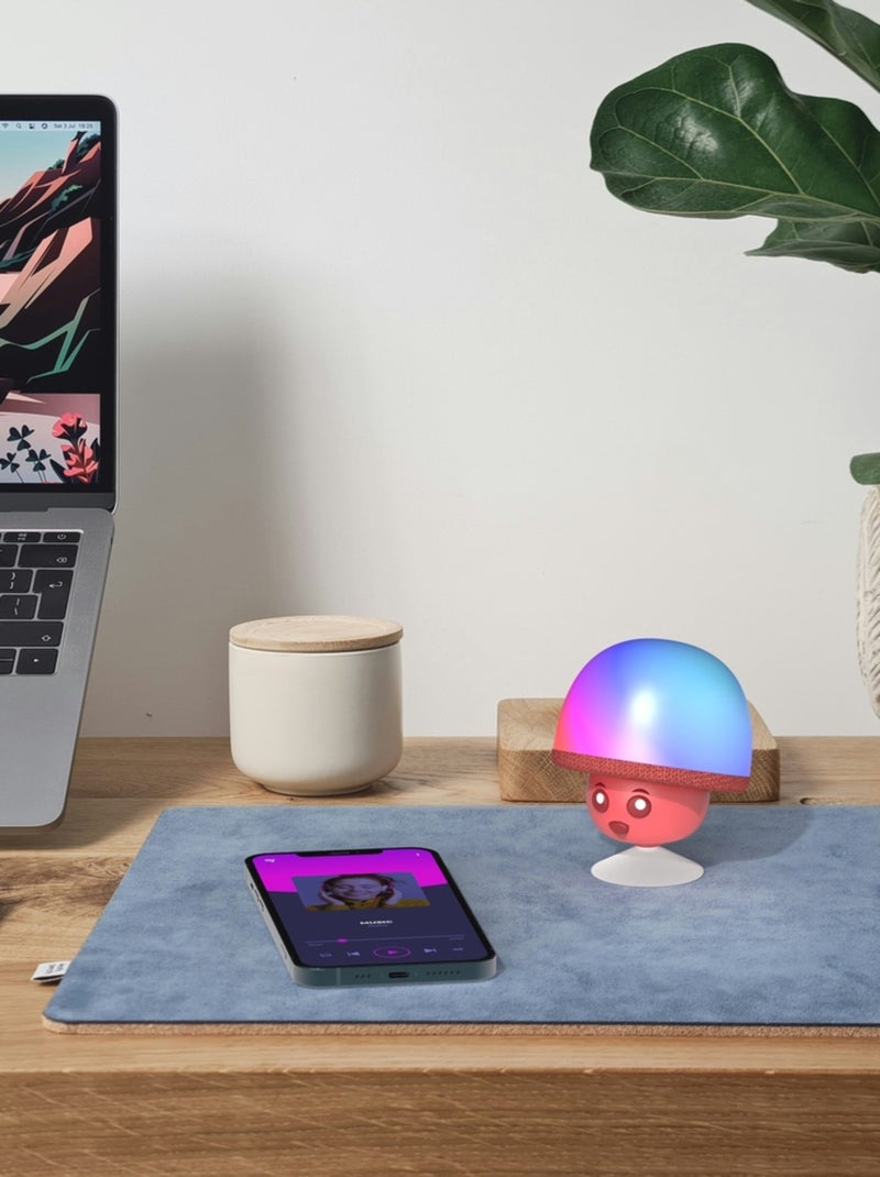 Enceinte Bluetooth Mega Mush – Mini Champignon 3W avec Lumières LED & Ventouse - MOB Rouge - Kiabi