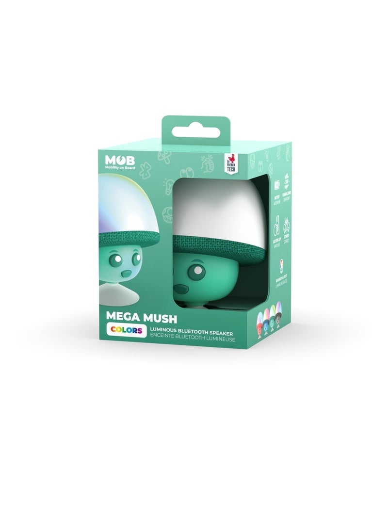 Enceinte Bluetooth Mega Mush – Mini Champignon 3W avec Lumières LED & Ventouse - MOB Turquoise - Kiabi