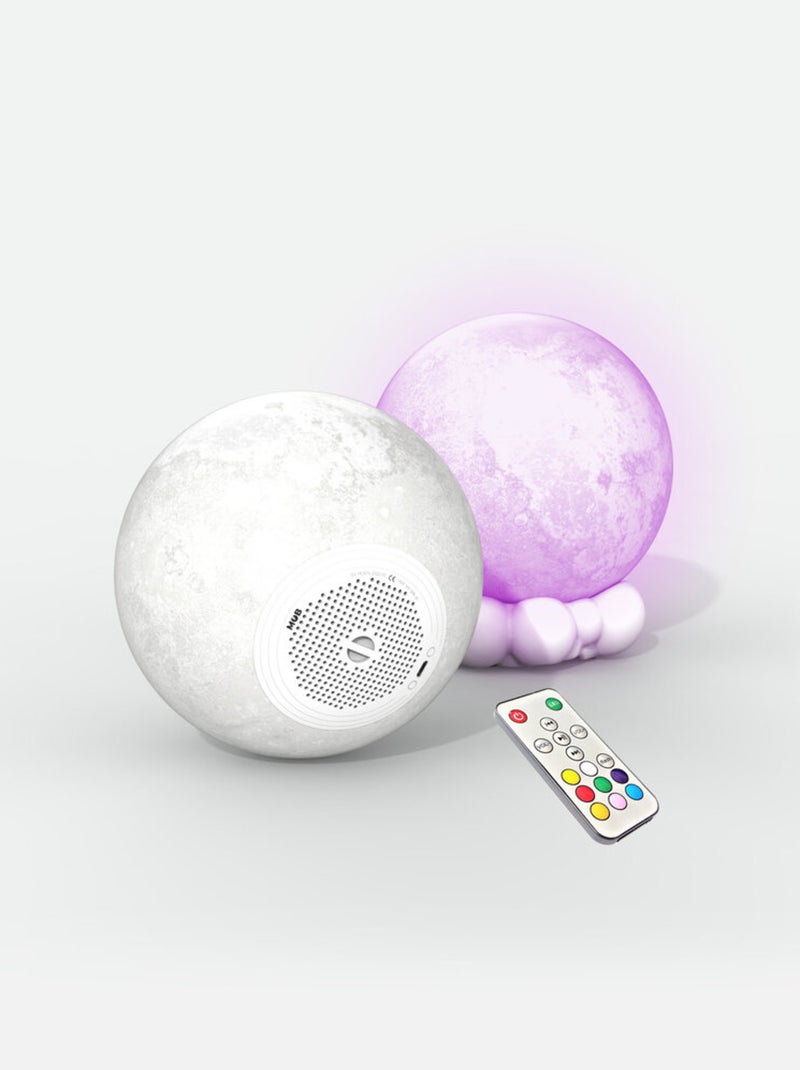 Enceinte Bluetooth MOONY - Lampe Lune Lumineuse avec Son Puissant - Changement de Couleur - MOB Blanc - Kiabi