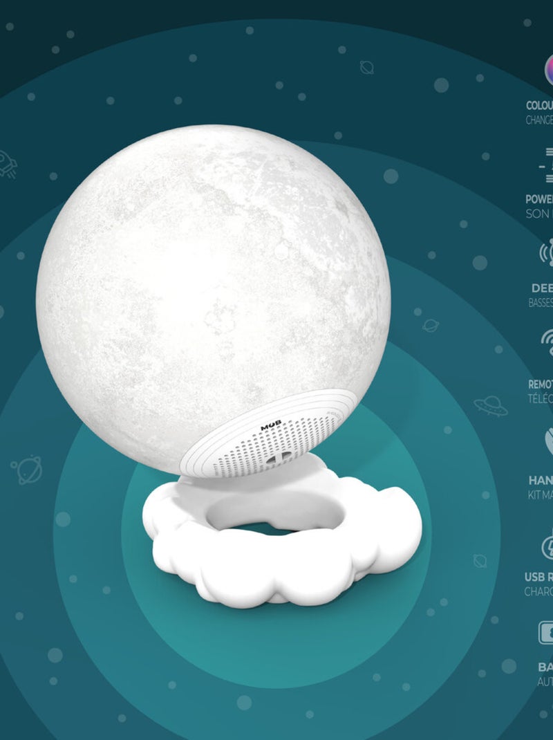 Enceinte Bluetooth MOONY - Lampe Lune Lumineuse avec Son Puissant - Changement de Couleur - MOB Blanc - Kiabi