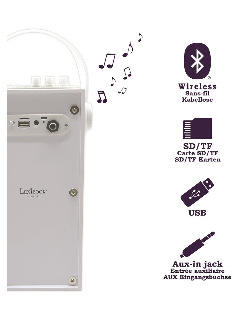 Enceinte Bluetooth portable avec micro et effets lumineux iParty Blanc - Kiabi