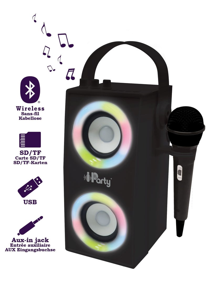 Enceinte Bluetooth portable avec micro et effets lumineux Noir - Kiabi