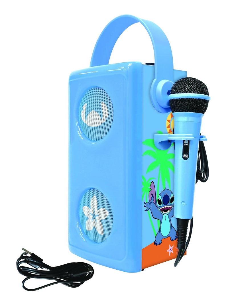 Enceinte Bluetooth portable avec micro et effets lumineux Stitch Bleu - Kiabi