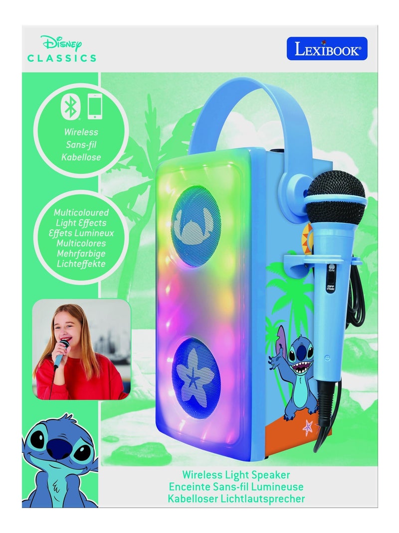 Enceinte Bluetooth portable avec micro et effets lumineux Stitch Bleu - Kiabi