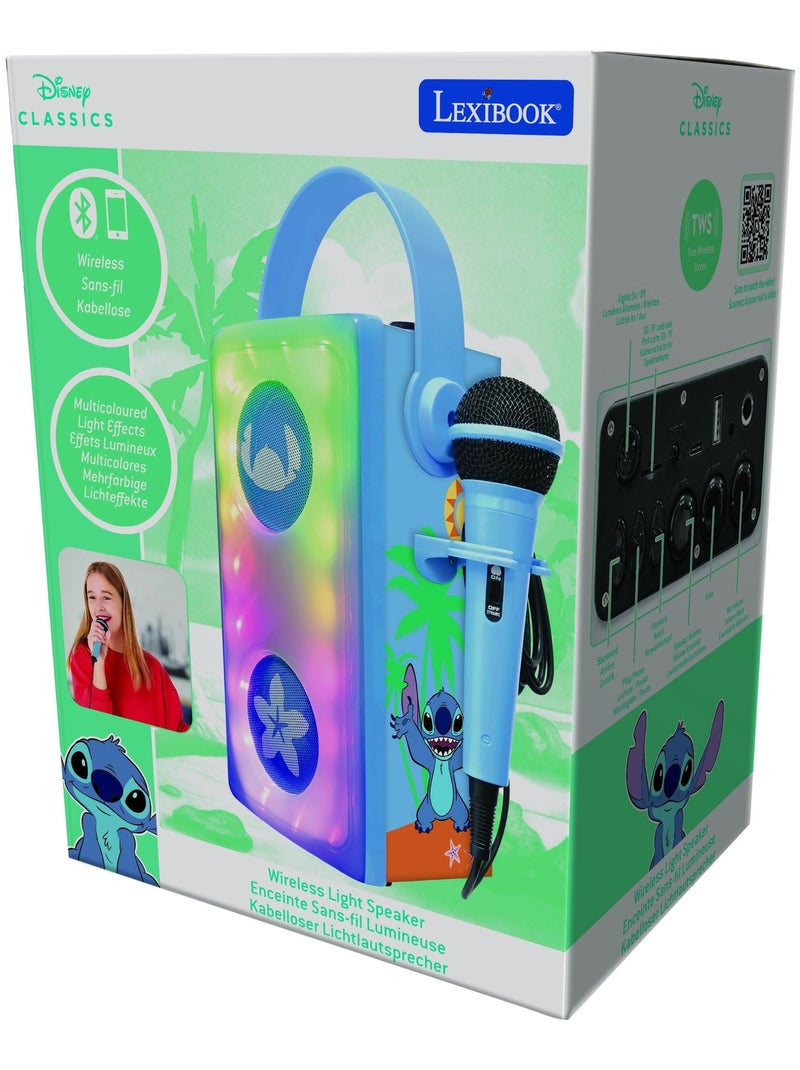 Enceinte Bluetooth portable avec micro et effets lumineux Stitch Bleu - Kiabi