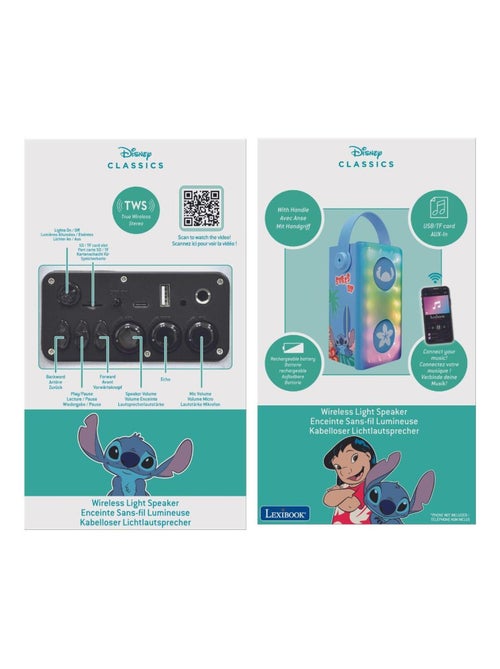 Enceinte Bluetooth portable avec micro et effets lumineux Stitch - Kiabi