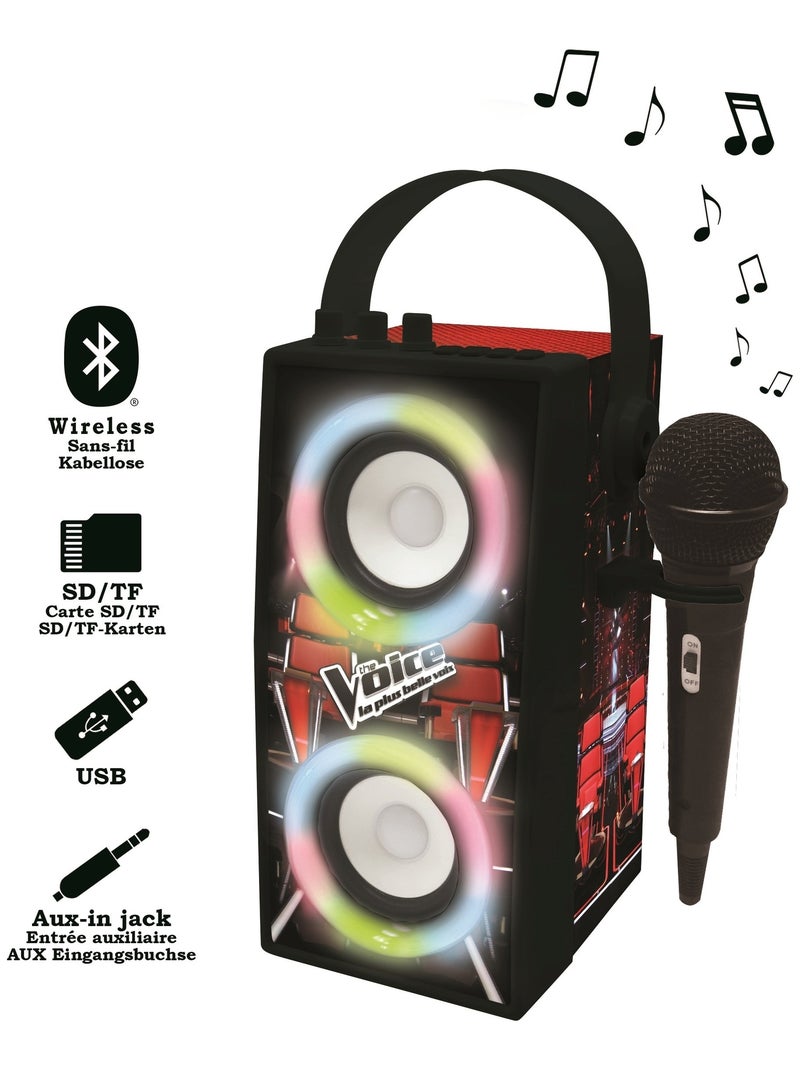 Enceinte Bluetooth portable avec micro et effets lumineux The Voice Noir - Kiabi