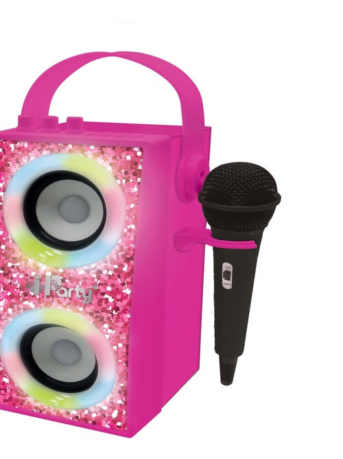 Enceinte Bluetooth® portable rose avec lumières et microphone - Kiabi