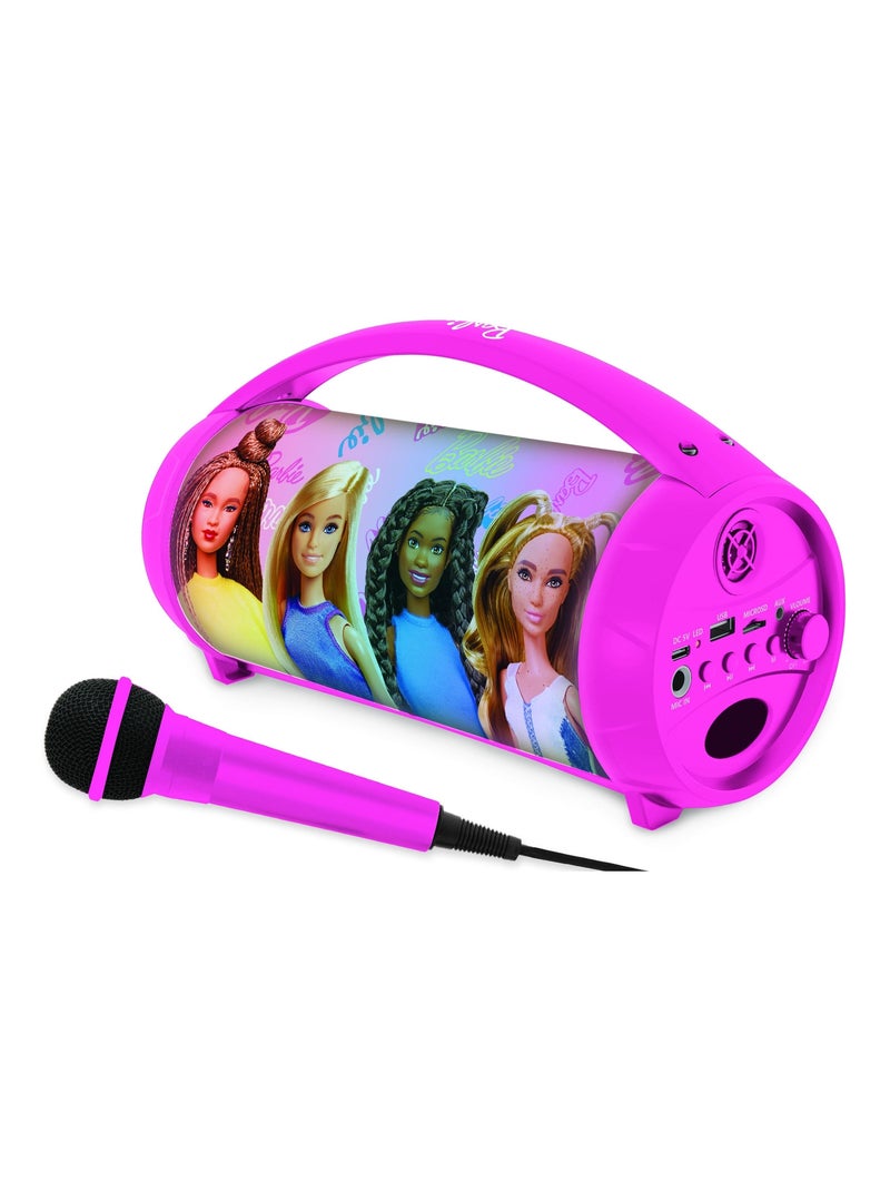 Enceinte Bluetooth Sans-Fil Lumineuse avec Micro Barbie Rose - Kiabi
