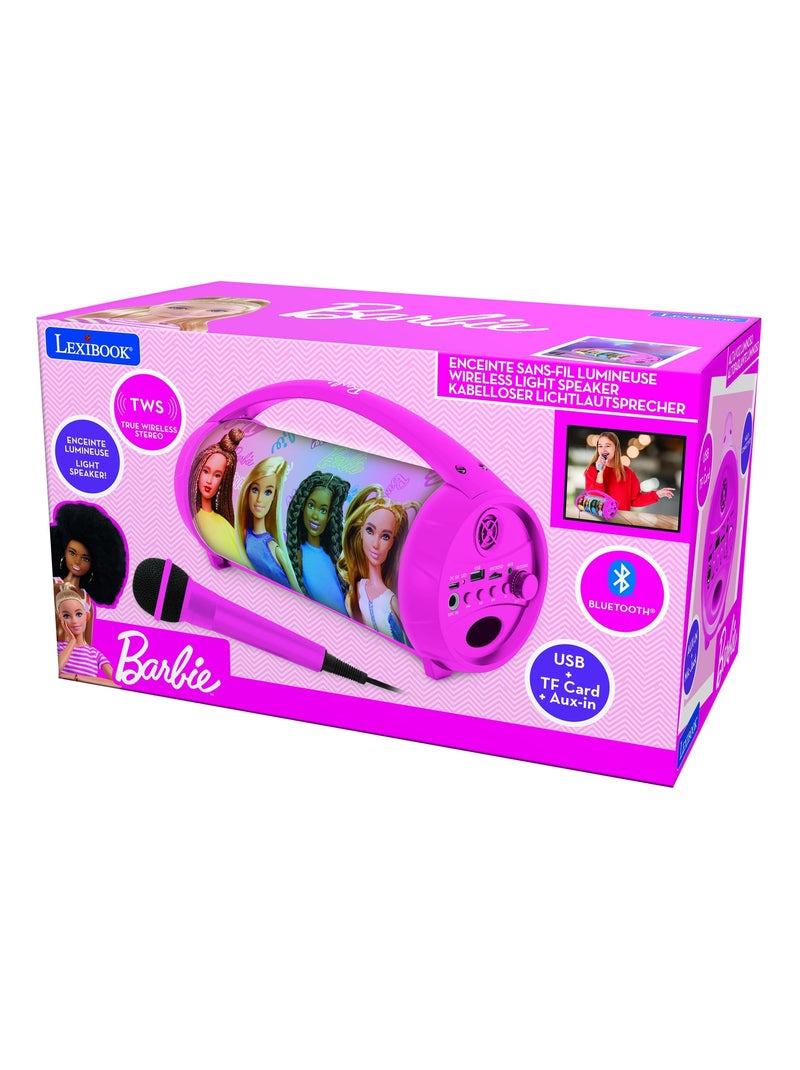 Enceinte Bluetooth Sans-Fil Lumineuse avec Micro Barbie Rose - Kiabi