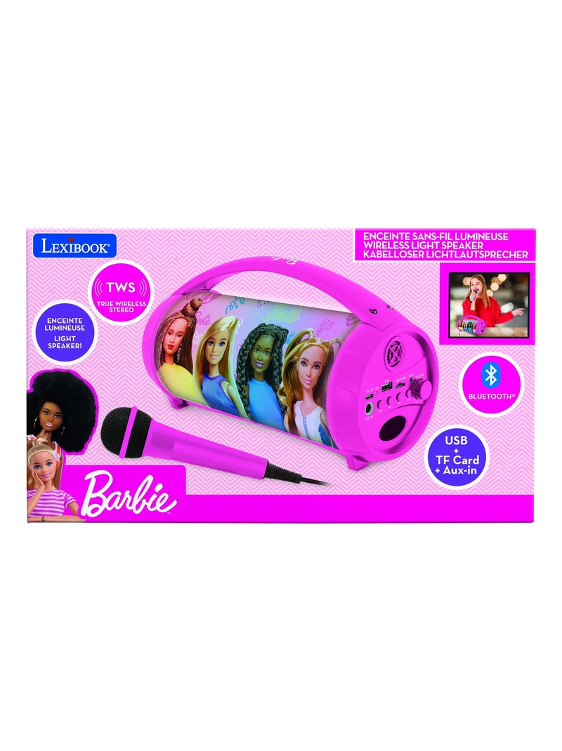 Enceinte Bluetooth Sans-Fil Lumineuse avec Micro Barbie Rose - Kiabi