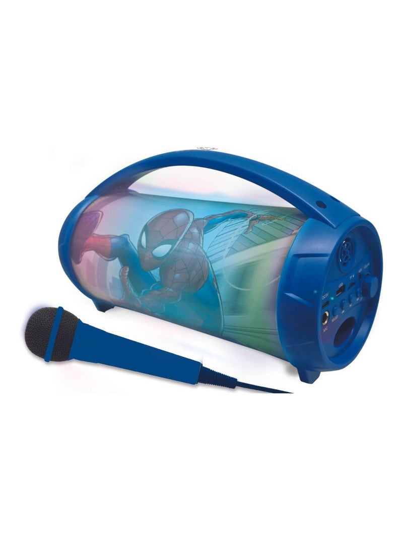 Enceinte Bluetooth Sans-Fil Lumineuse avec Micro Spider-Man Bleu - Kiabi