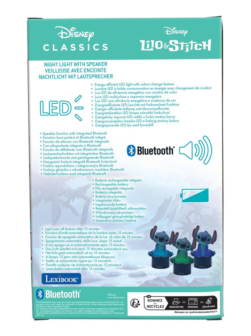 Enceinte Bluetooth veilleuse Stitch Bleu - Kiabi