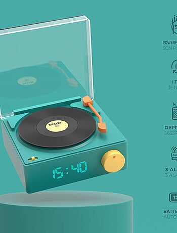 Enceinte Bluetooth VS-80 Rétro avec Réveil Intégré - Design Tourne-disque Vintage - MOB
