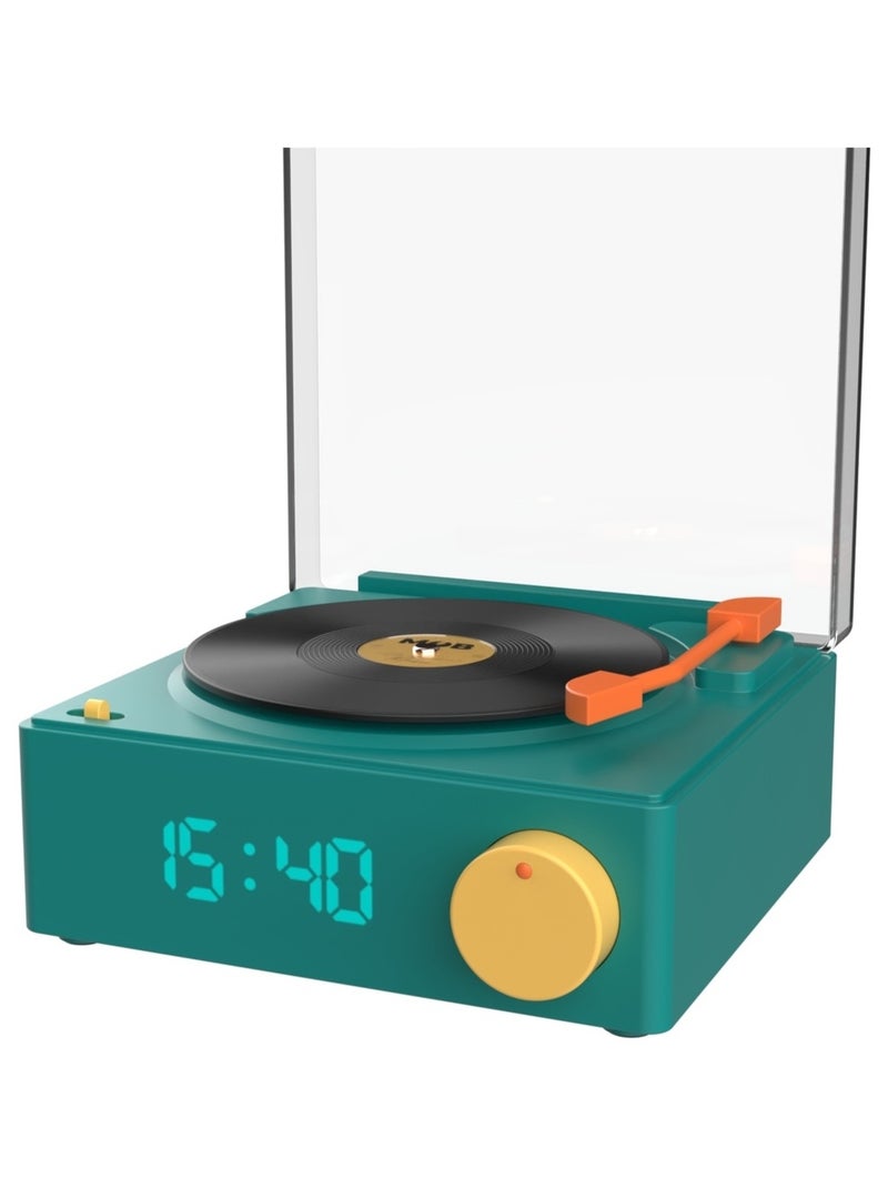 Enceinte Bluetooth VS-80 Rétro avec Réveil Intégré - Design Tourne-disque Vintage - MOB Bleu - Kiabi