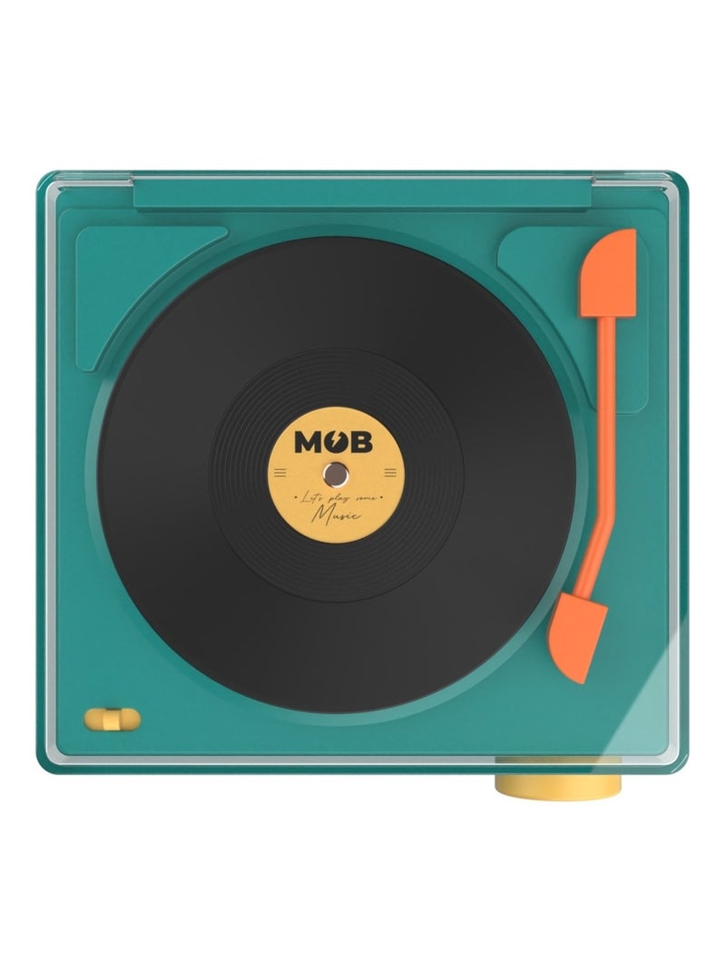 Enceinte Bluetooth VS-80 Rétro avec Réveil Intégré - Design Tourne-disque Vintage - MOB Bleu - Kiabi