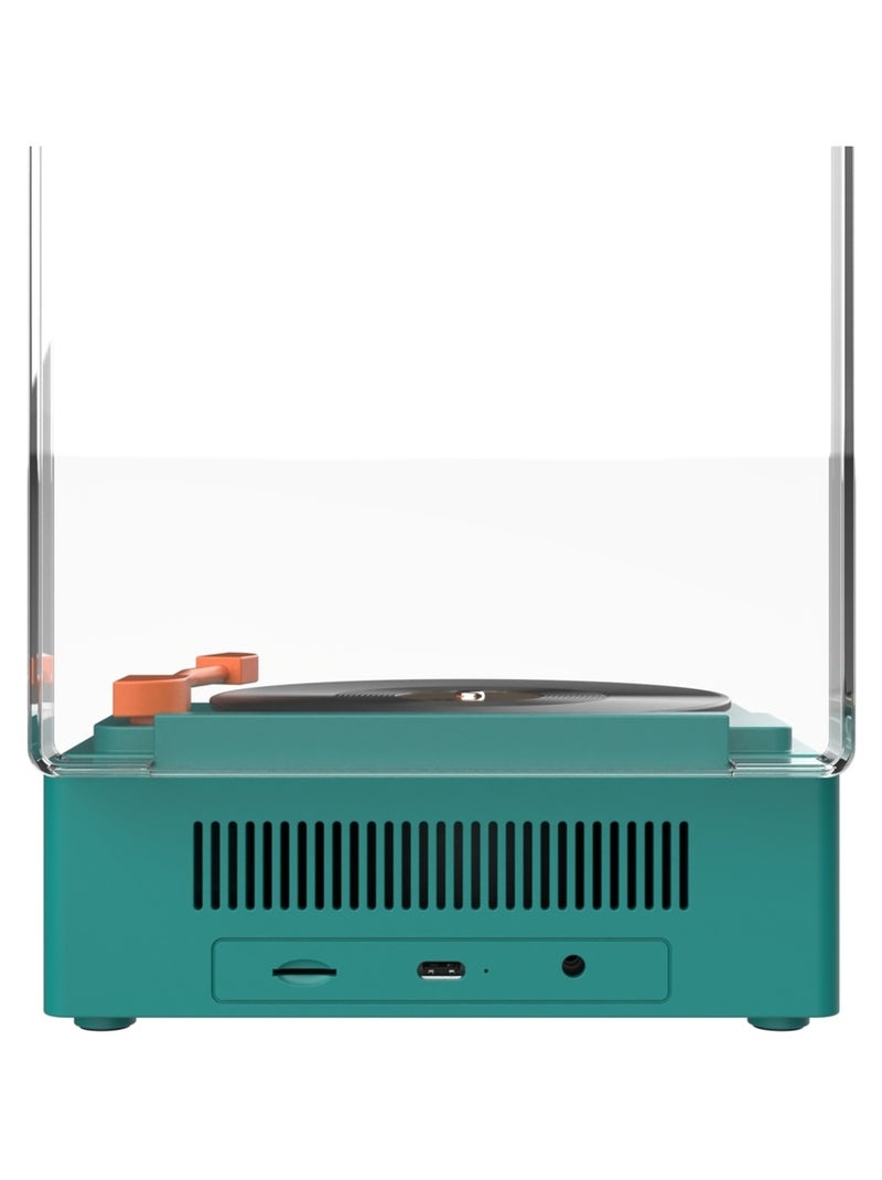 Enceinte Bluetooth VS-80 Rétro avec Réveil Intégré - Design Tourne-disque Vintage - MOB Bleu - Kiabi