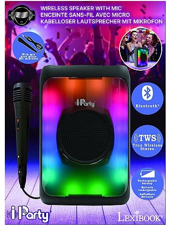 Enceinte Taille Medium Bluetooth® lumineuse effet flammes multicolores avec micro
