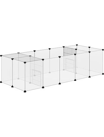 Enclos parc modulable petits animaux 20 panneaux noir blanc