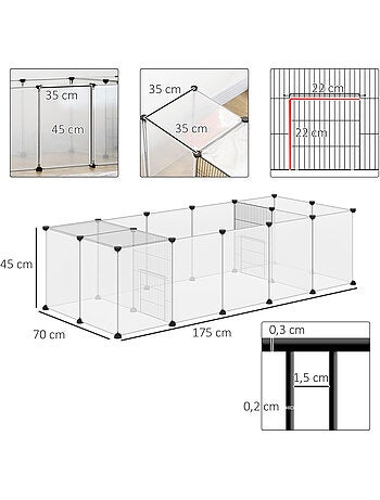 Enclos parc modulable petits animaux 20 panneaux noir blanc