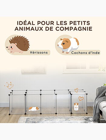 Enclos parc modulable petits animaux 20 panneaux noir blanc