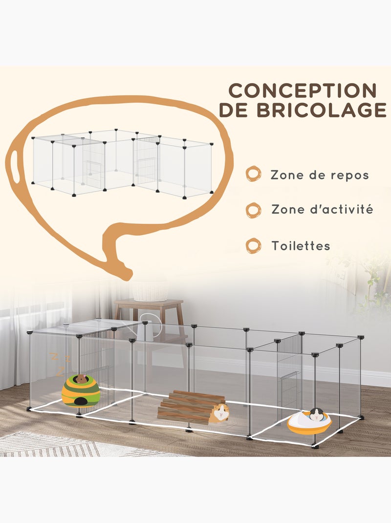 Enclos parc modulable petits animaux 20 panneaux noir blanc Blanc Blanc - Kiabi