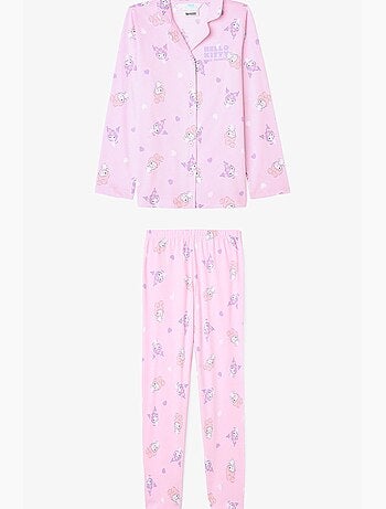 Enfant kuromi friends ensemble de pyjama à manches longues en coton penti