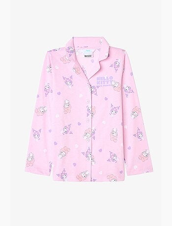 Enfant kuromi friends ensemble de pyjama à manches longues en coton penti