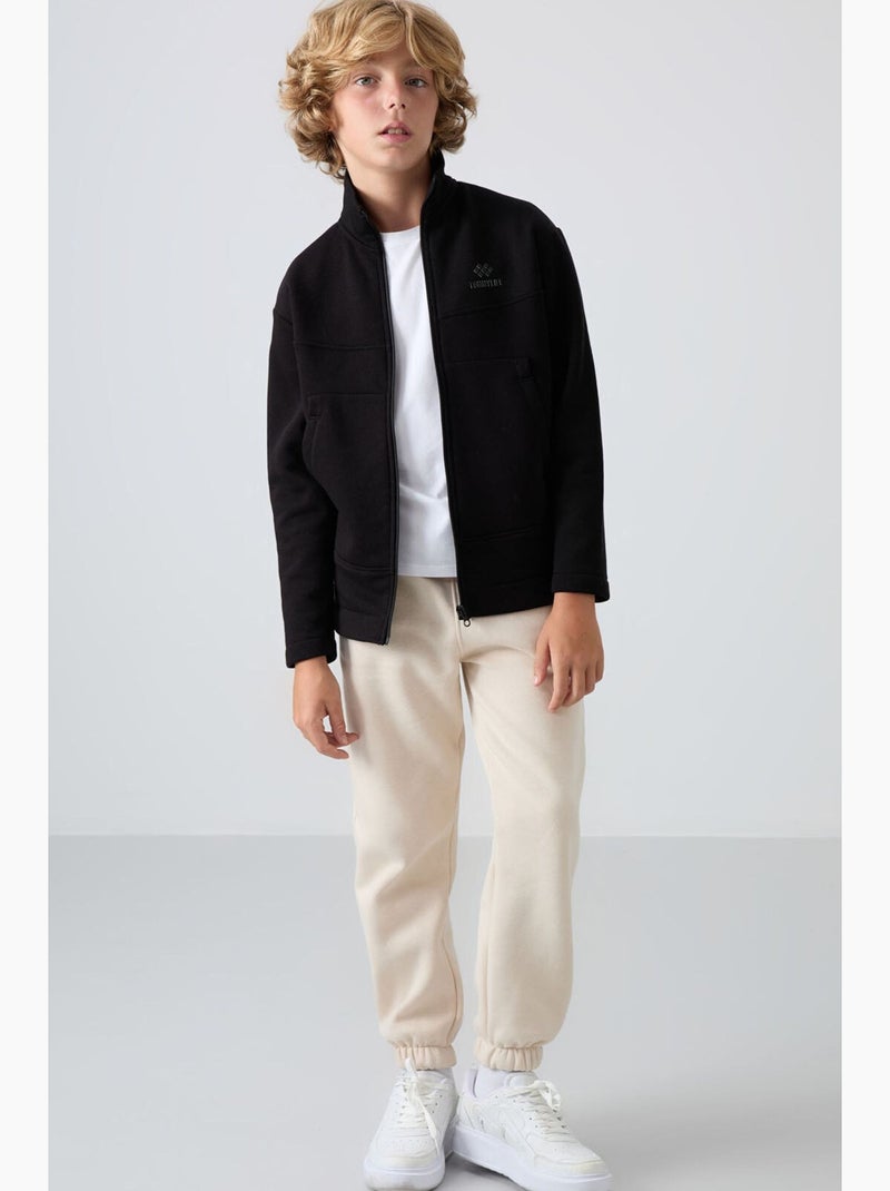 Enfant sweat-shirt à col zippé et poche tommy Noir - Kiabi