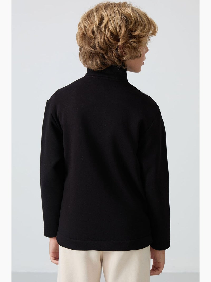 Enfant sweat-shirt à col zippé et poche tommy Noir - Kiabi