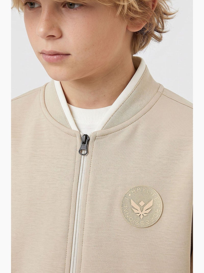 Enfant sweat-shirt à fermeture éclair tommy Beige argile - Kiabi