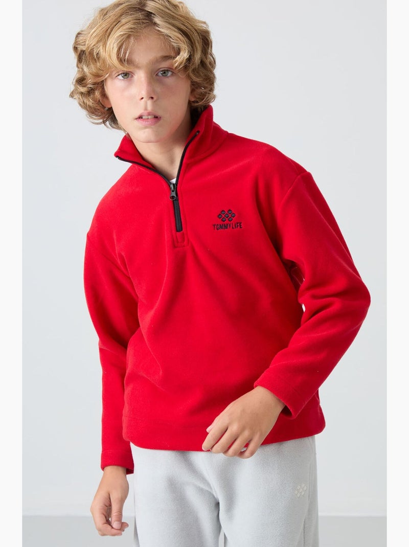 Enfant sweat-shirt demi-zip brodé tommy Rouge - Kiabi