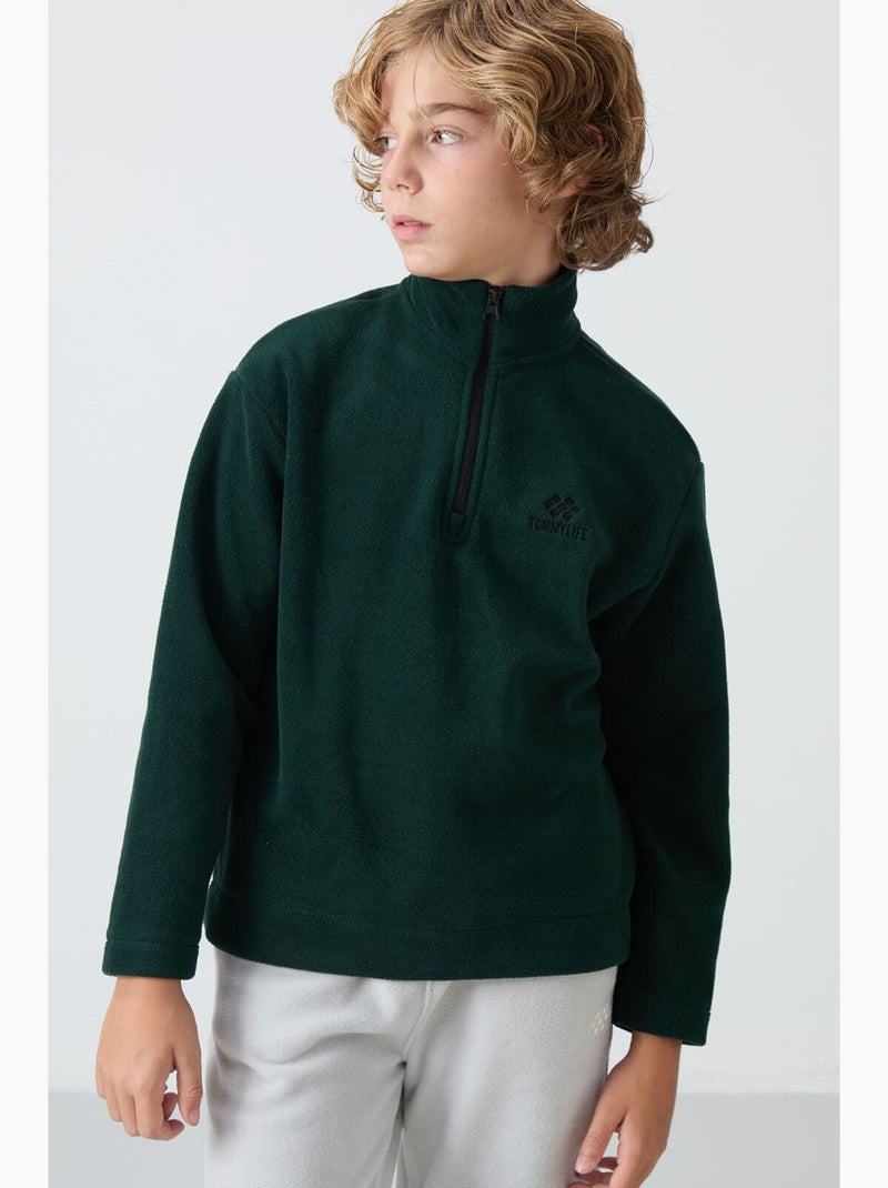 Enfant sweat-shirt demi-zip brodé tommy Vert foncé - Kiabi