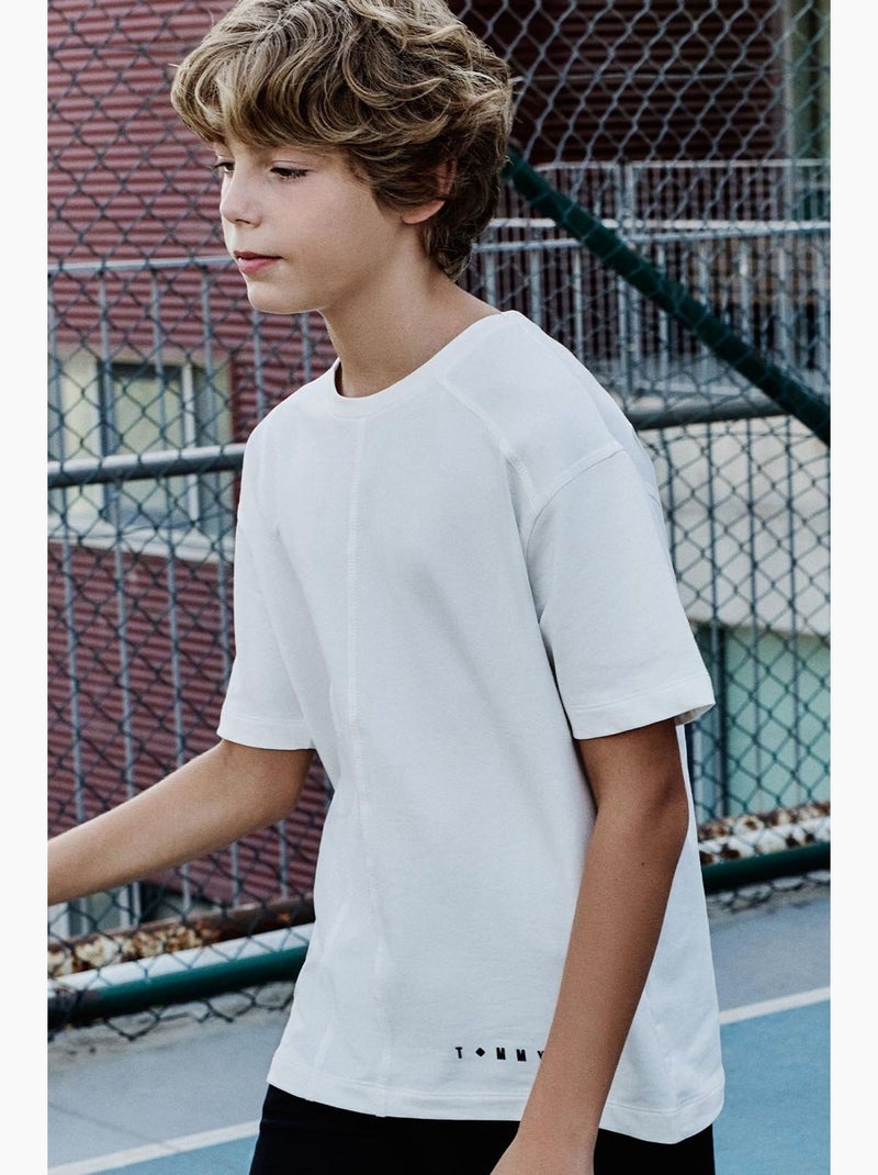 Enfant t-shirt oversize à col rond tommy Blanc - Kiabi