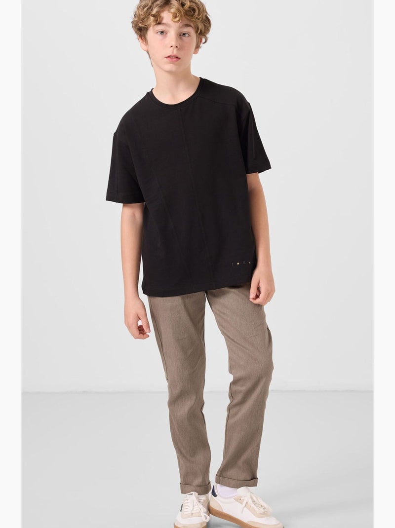 Enfant t-shirt oversize à col rond tommy Noir - Kiabi